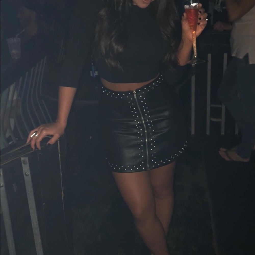 Forever 21 Faux Leather Studded Mini Skirt